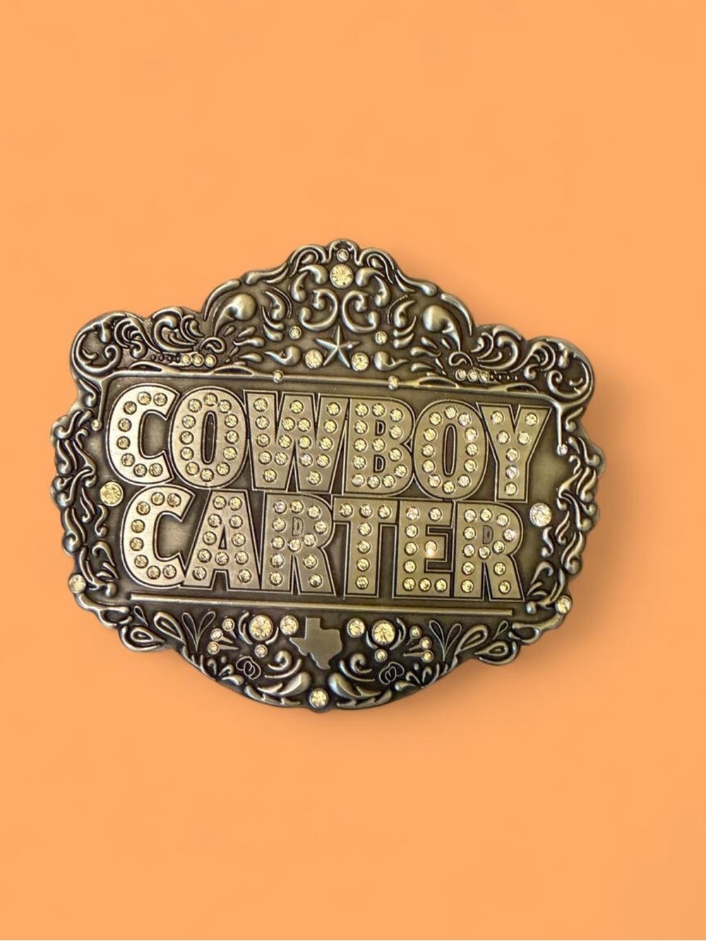 Decorative Western Belt Buckle - Silver Tone